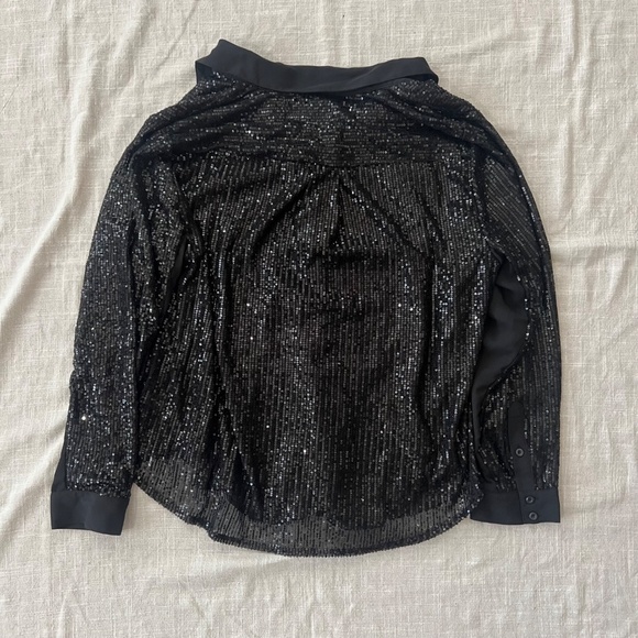 TORRID Women Sequen Long sleeve Button up Black Blouse Size 2 - Picture 6 of 6